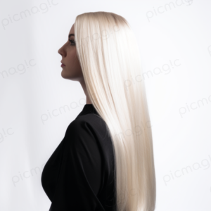 ホワイトヘアカラー　女性　ストレート