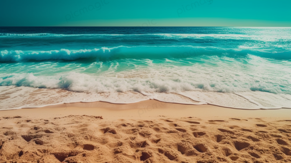 海　足跡のある砂浜 画像 無料　サンプル