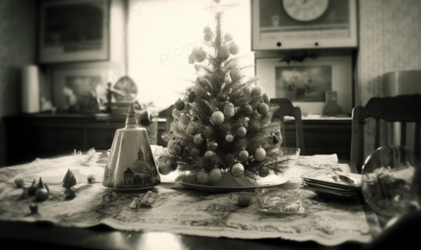 クリスマス　画像　無料　テーブルの上のクリスマスツリー2