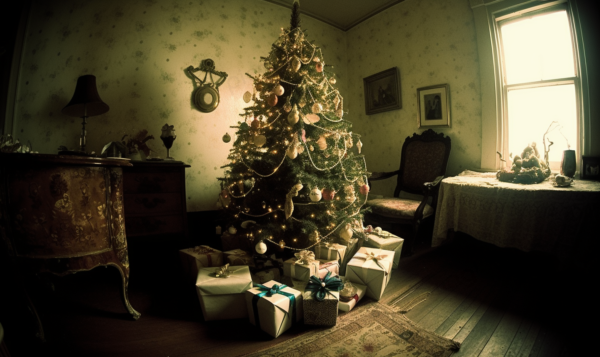 クリスマス　画像　無料　プレゼントが足もと　クリスマスツリー2