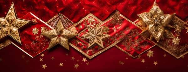 クリスマス　画像　無料　リボンに星　赤