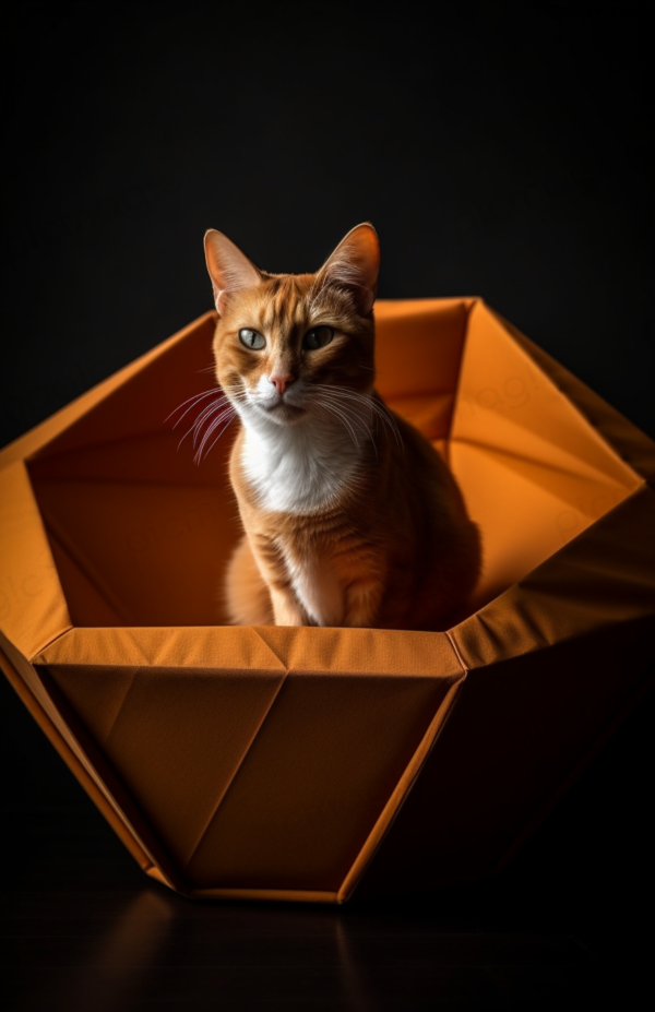 入れ物に座っている　猫　無料　画像 サンプル