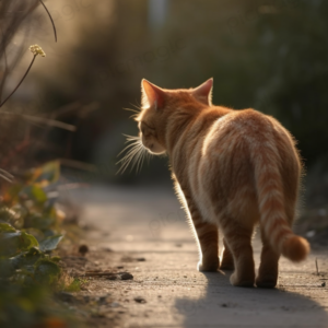 道を歩く猫　後ろ姿　無料　画像 サンプル