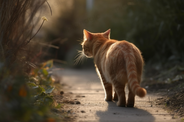 道を歩く猫　後ろ姿　無料　画像 サンプル