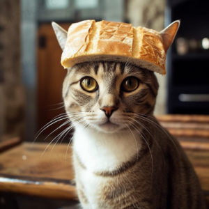 頭にパンがのった猫　無料　画像 サンプル