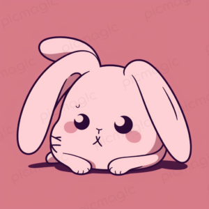 じっと見る　ピンクうさぎ 無料 画像　イラスト サンプル