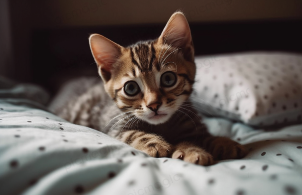 ベッドでくつろぐ　子猫　無料　画像 サンプル