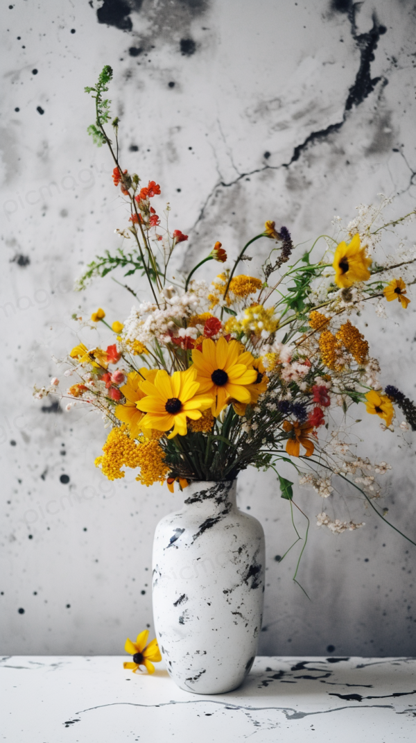 白い花瓶　黄色い花　line プロフィール 背景 画像 無料 サンプル