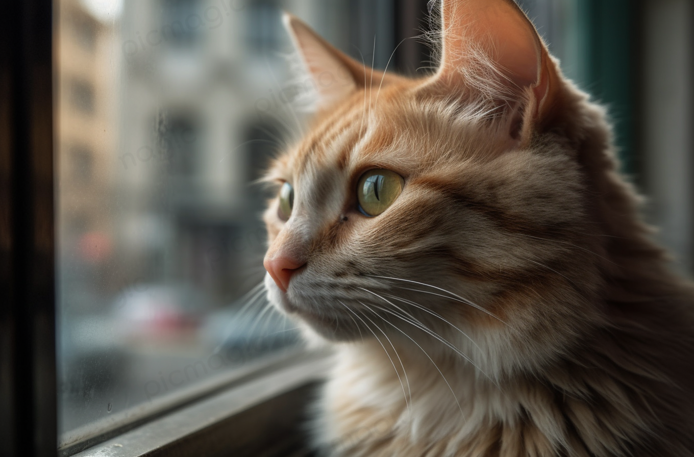 窓の外を見る　猫　無料　画像 サンプル