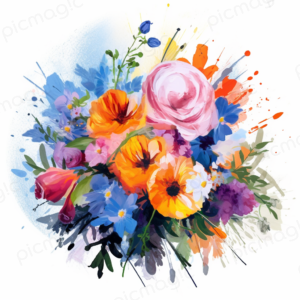 イラスト　カラフル　花束 画像 無料 2