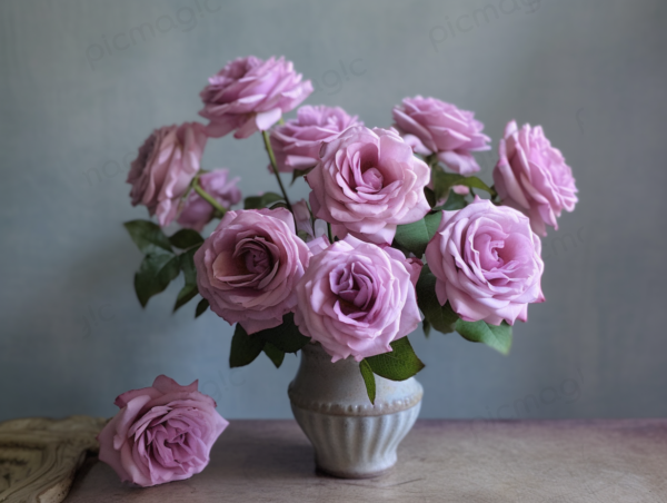 ピンクのバラ　花束 画像 無料 花瓶 2