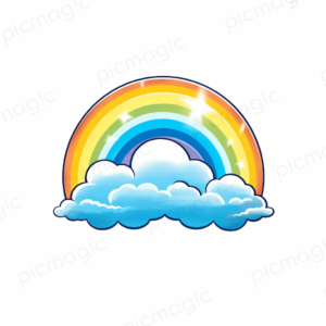 虹 画像 無料 イラスト　雲　光 2