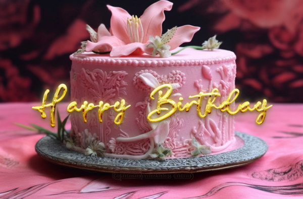 花　ピンク　ケーキ　誕生 日 画像 アプリ 無料 happybirthday 文字 2