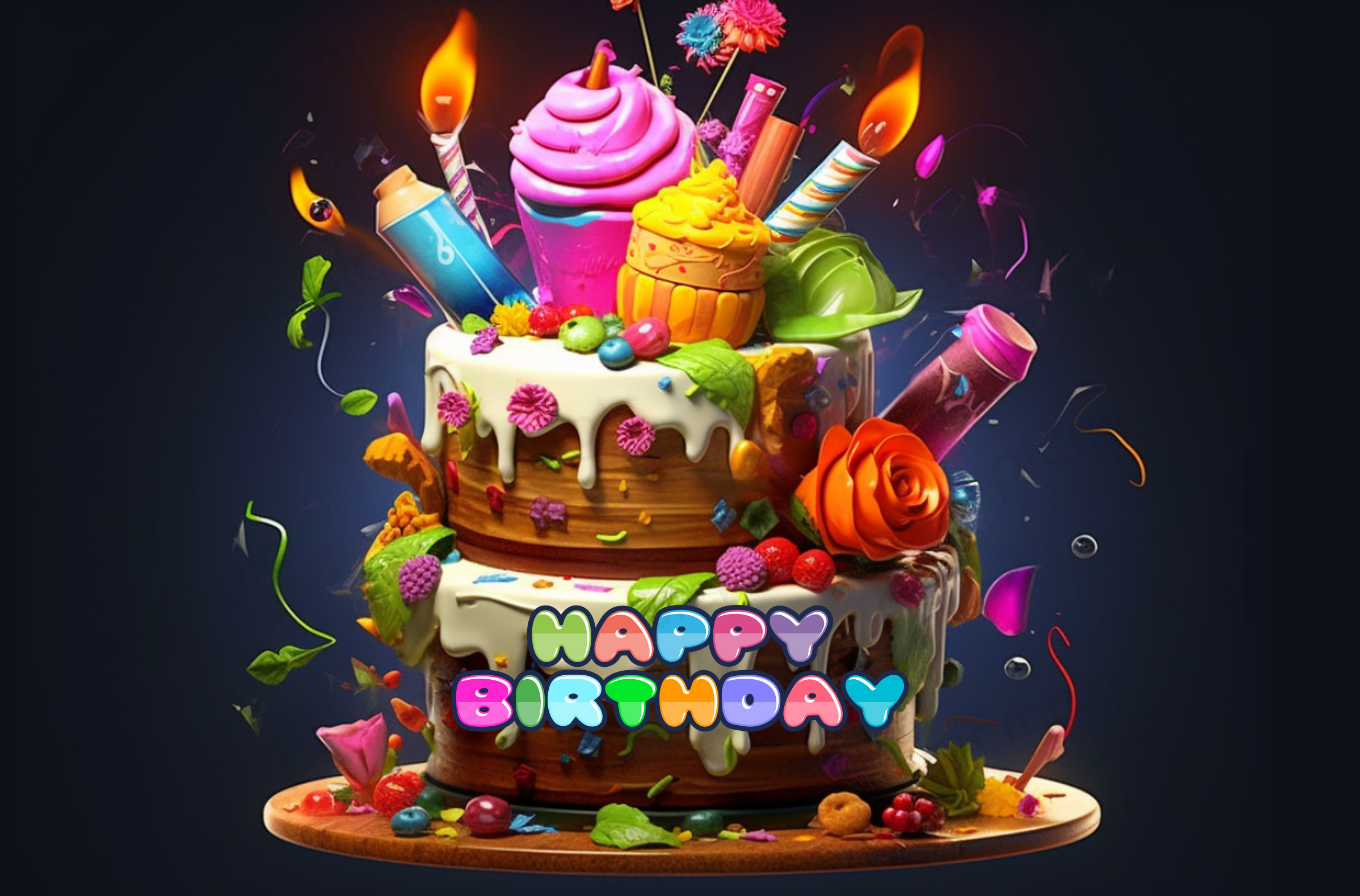 カラフル　ケーキ　誕生 日 画像 アプリ 無料 happybirthday 文字 2