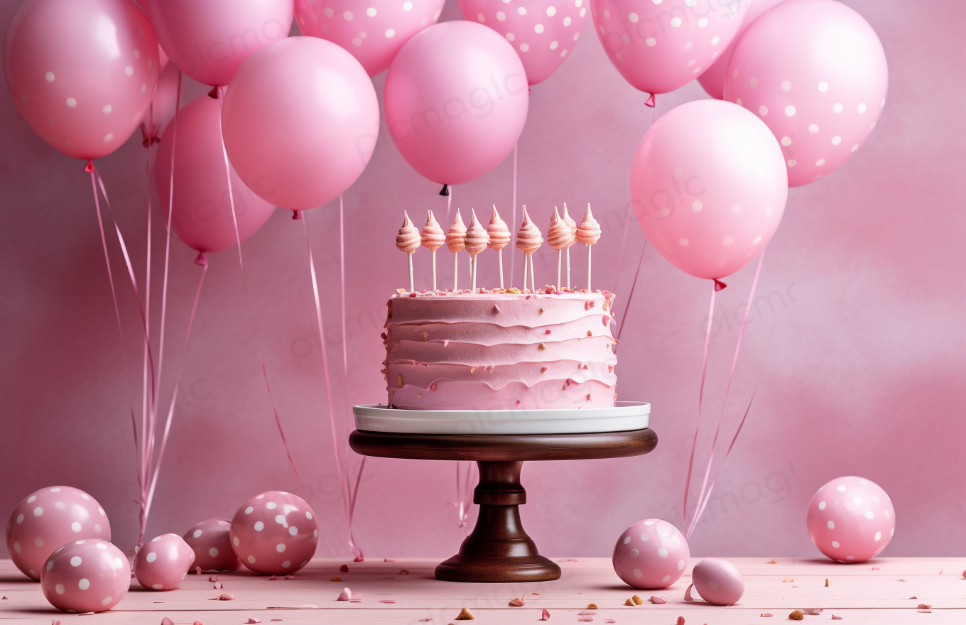 ピンク　風船　ケーキ　誕生 日 画像 アプリ 無料 2