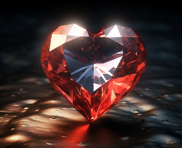 ダイヤモンド 画像 壁紙 無料　赤　ハート　黒背景 2
