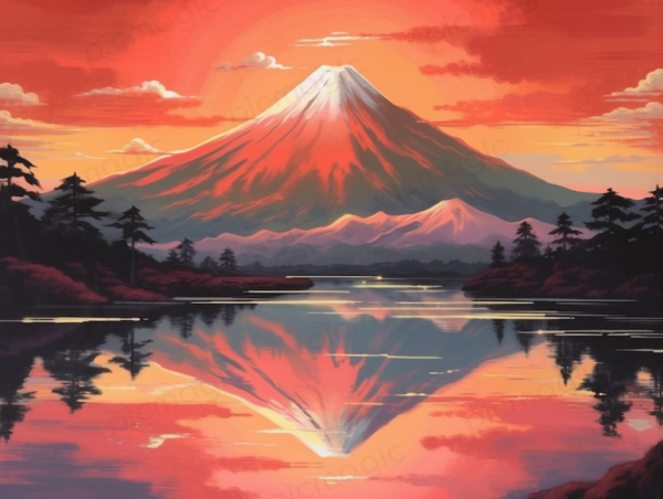富士山　日の出 画像 無料　イラスト 2