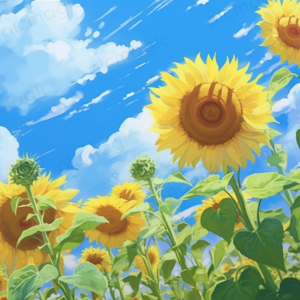 青空とヒマワリ　夏 の 花 画像 無料 2
