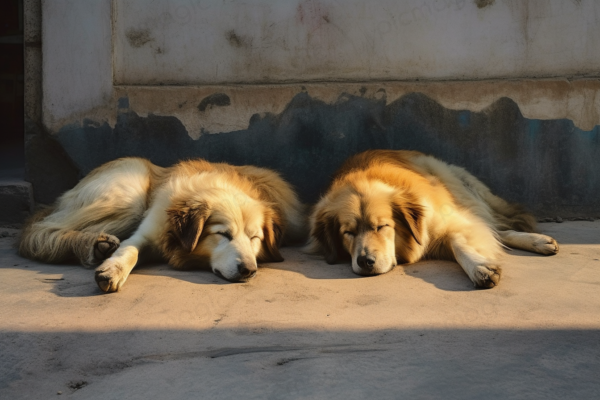 2匹　寝る　ラブラドール犬 画像 無料2