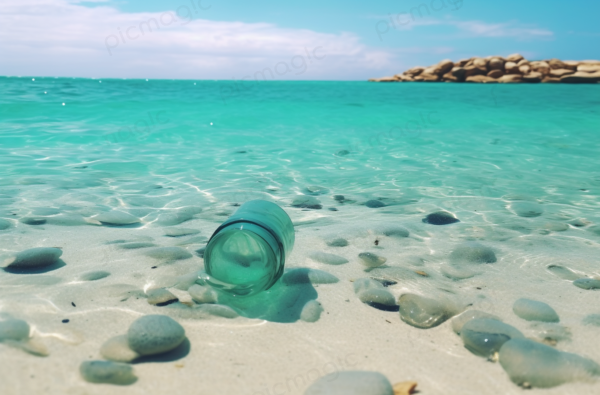 ガラス瓶　水色　海 無料 画像２